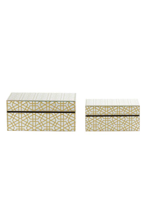 Uma Glam Gold Set Of 2 Decorative Wood Boxes In Gold