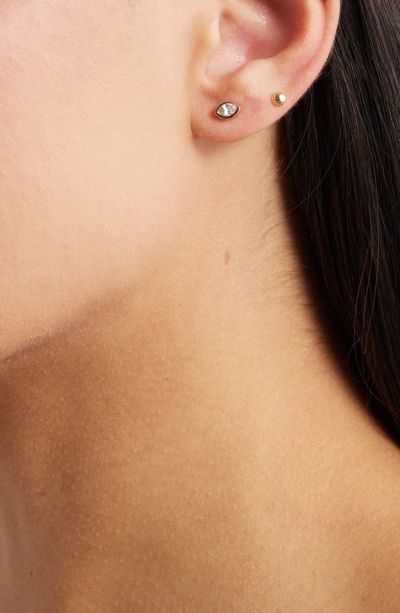 Child of Wild Prism Gaze Cubic Zirconia Stud Earrings, Alternate, color, Gold