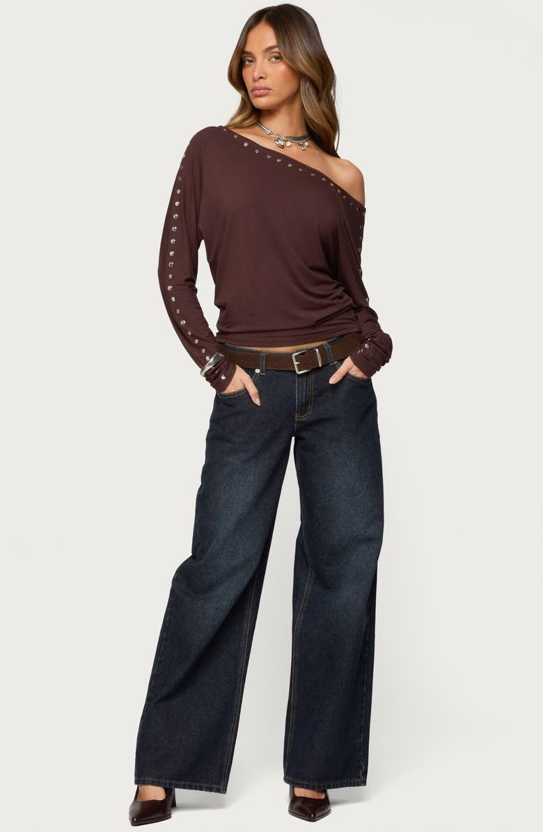 EDIKTED Paola Stud One-Shoulder Top, Alternate, color, 