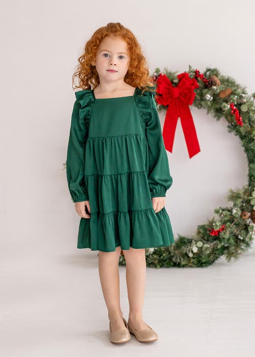 Isobella & Chloe Isobella And Chloe Mistletoe Emerald Green Tiered Ruffle Toddler Dress. In Green