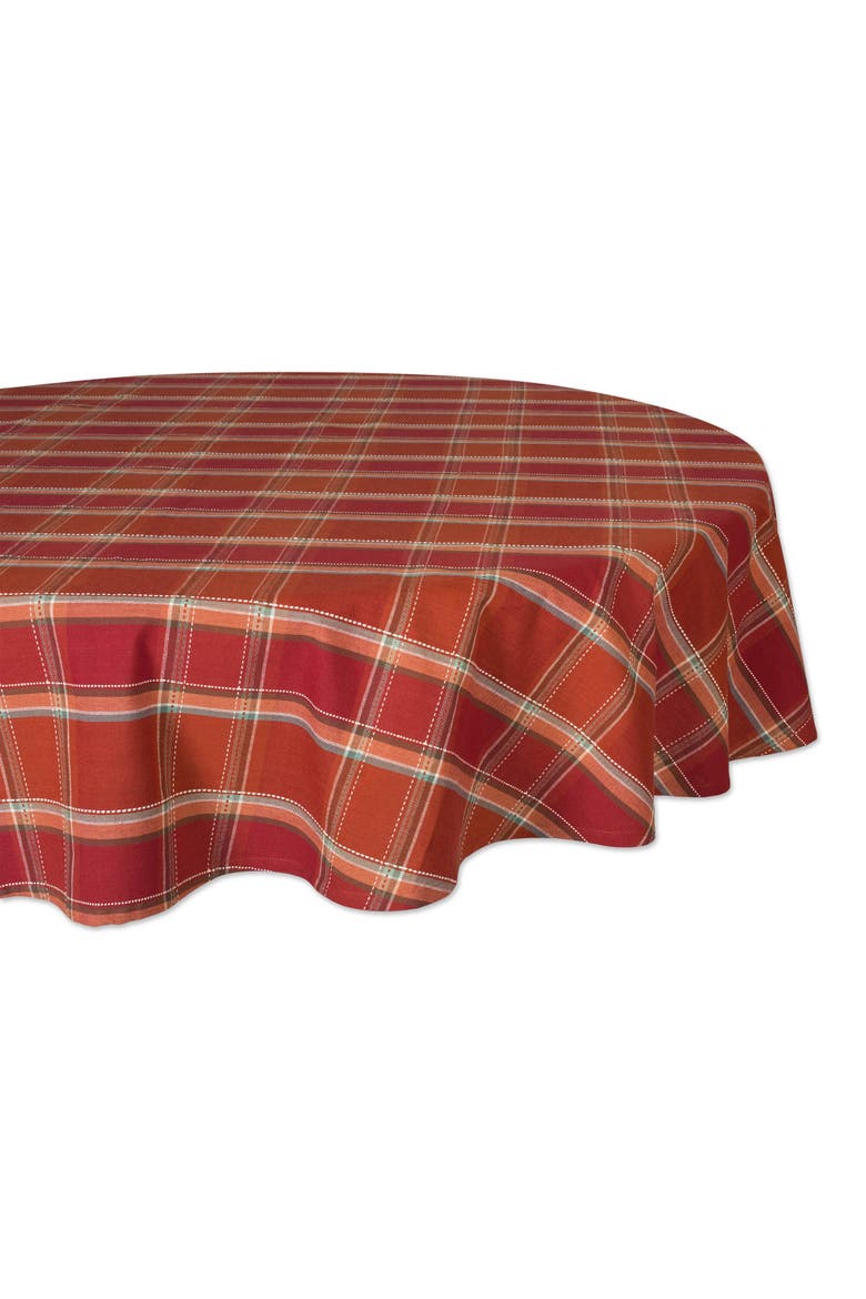 Autumn Spice Plaid Tablecloth 70 Round, Main, color, Autumn Spice