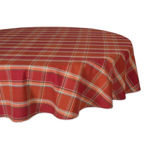 Autumn Spice Plaid Tablecloth 70 Round
