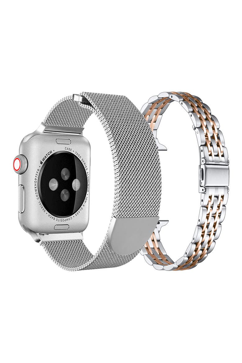 Assorted 2-Pack Stainless Steel Apple Watch® Watchbands, Alternate, color, ROSE GOLD / STARBURST