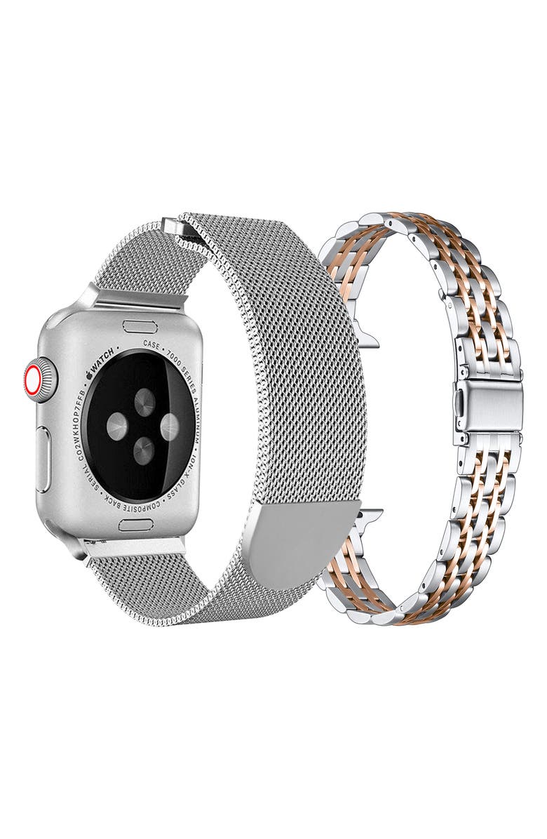 The Posh Tech Assorted 2-Pack 38mm Apple Watch<sup>®</sup> Watchbands, Alternate, color, Rose Gold / Starburst