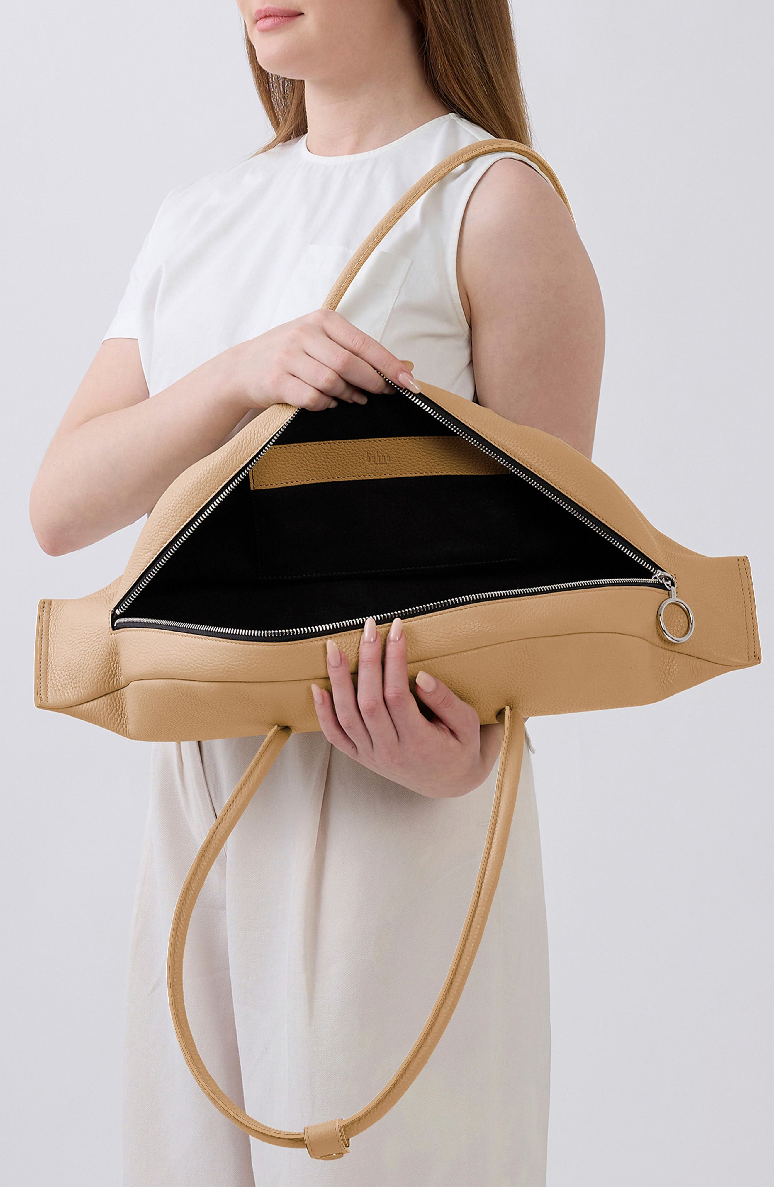 behno Laverne Leather Bowler Bag, Alternate, color, Bisque