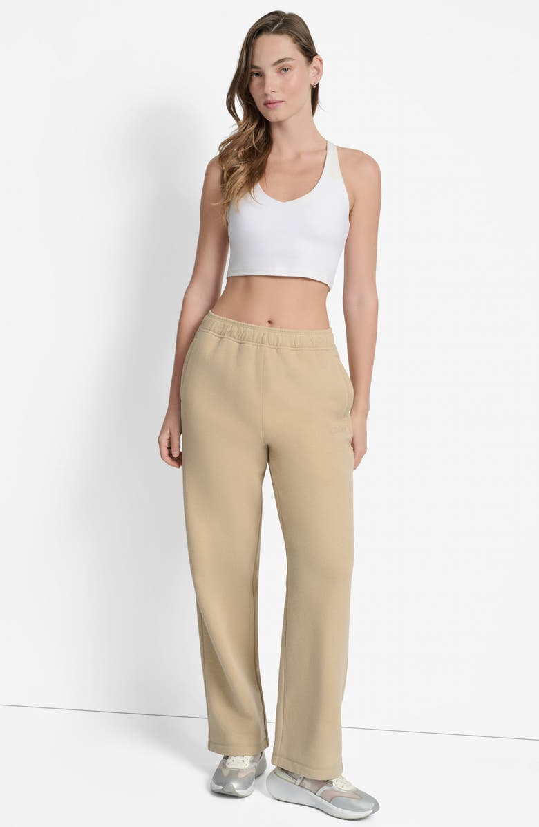 DKNY Logo High Waist Sweatpants, Alternate, color, Travertine