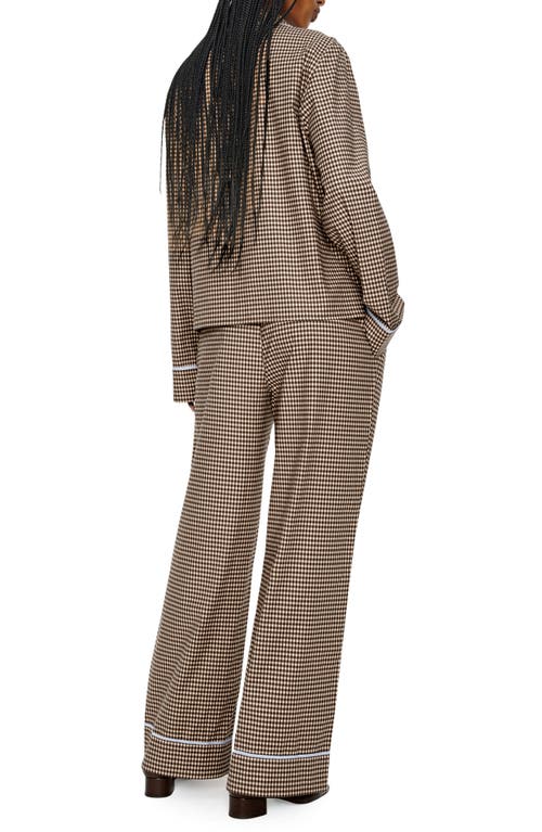 Reformation Coco Contrast Piping Stretch Organic Cotton Pajamas In Brown