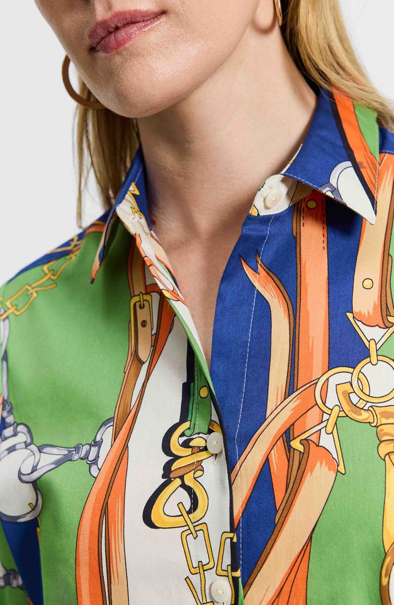 Foxcroft June Status Chain Cotton Button-Up Shirt, Alternate, color, Green Multi