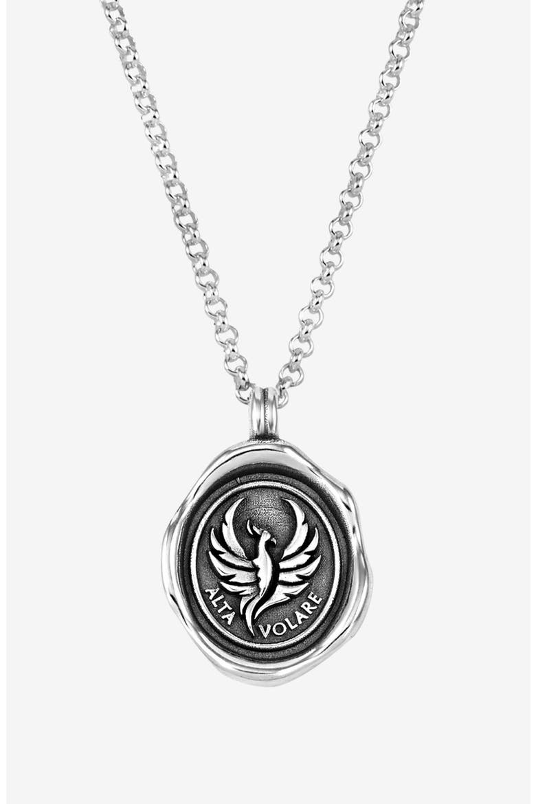 Men's 'Fly High' Phoenix Talisman Necklace, Main, color, Sterling Silver
