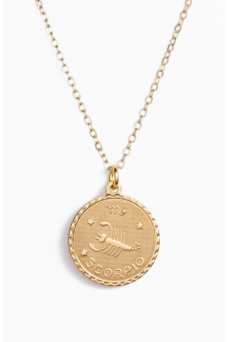 Zodiac Coin Pendant Necklace, Main, color, GOLD-SCORPIO