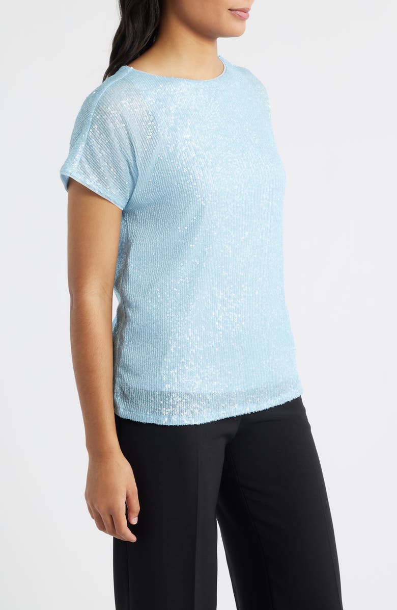 Anne Klein Sequin Top, Alternate, color, Opal Blue