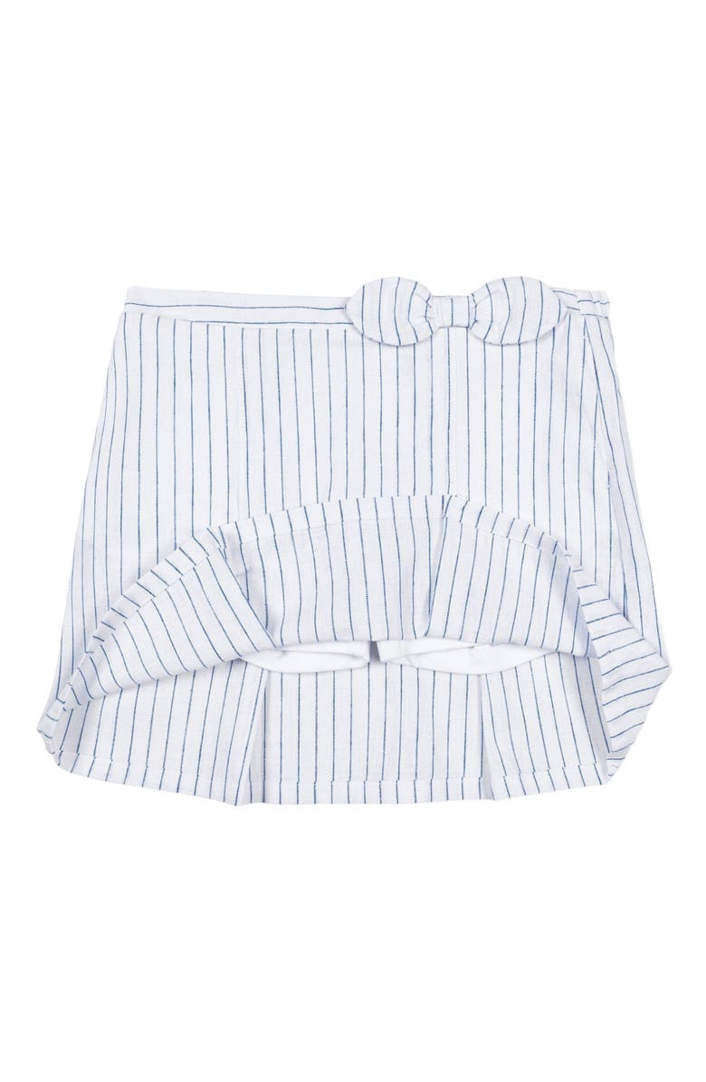 Hope & Henry Girls' Linen Pleated Bow Skort, Kids, Alternate, color, White Court Pinstripe