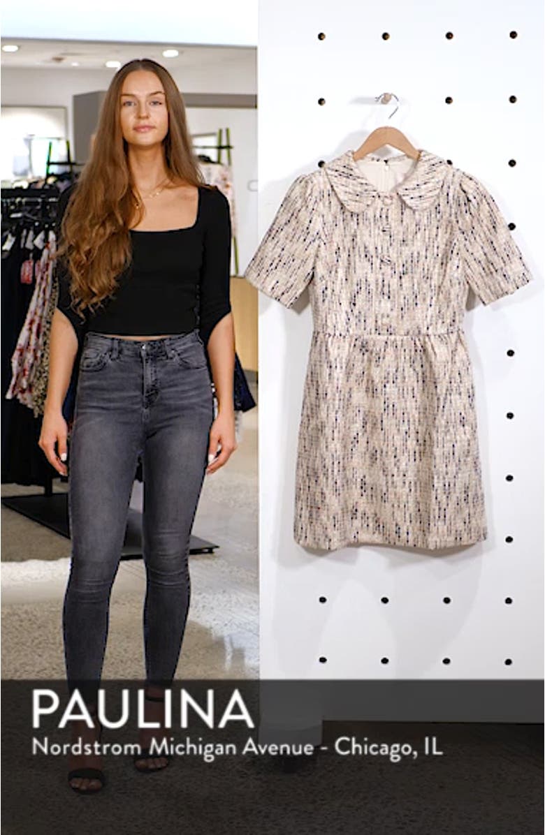 Paige Cutaway Collar Tweed Dress, sales video thumbnail