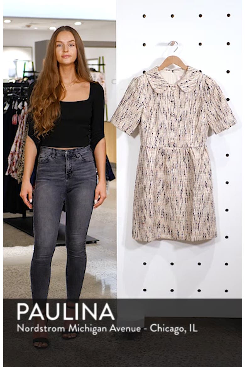 Paige Cutaway Collar Tweed Dress video
