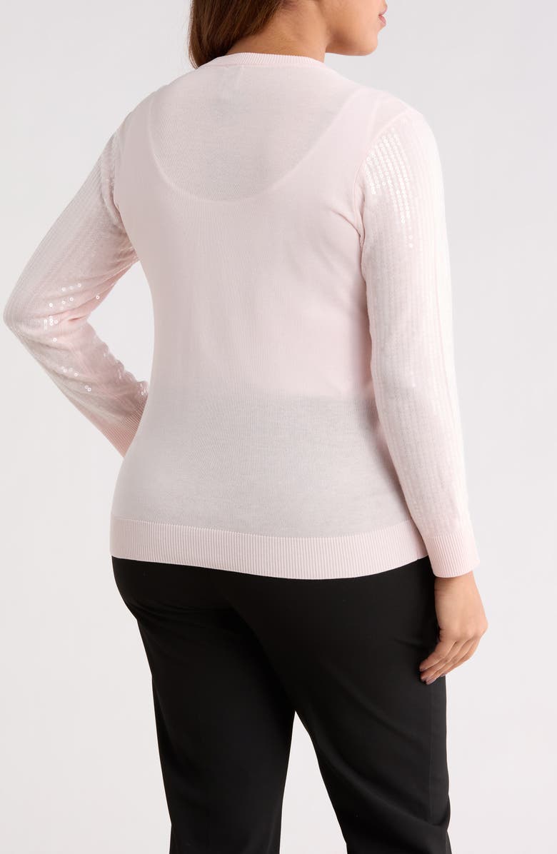 Anne Klein Clear Sequin Cardigan, Alternate, color, Soft Blossom