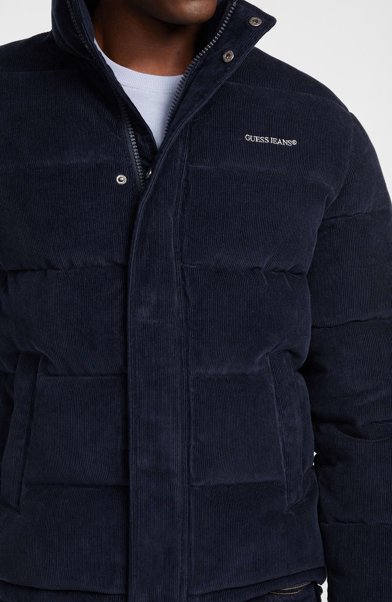 GUESS JEANS Corduroy Puffer Jacket, Alternate, color, Navy