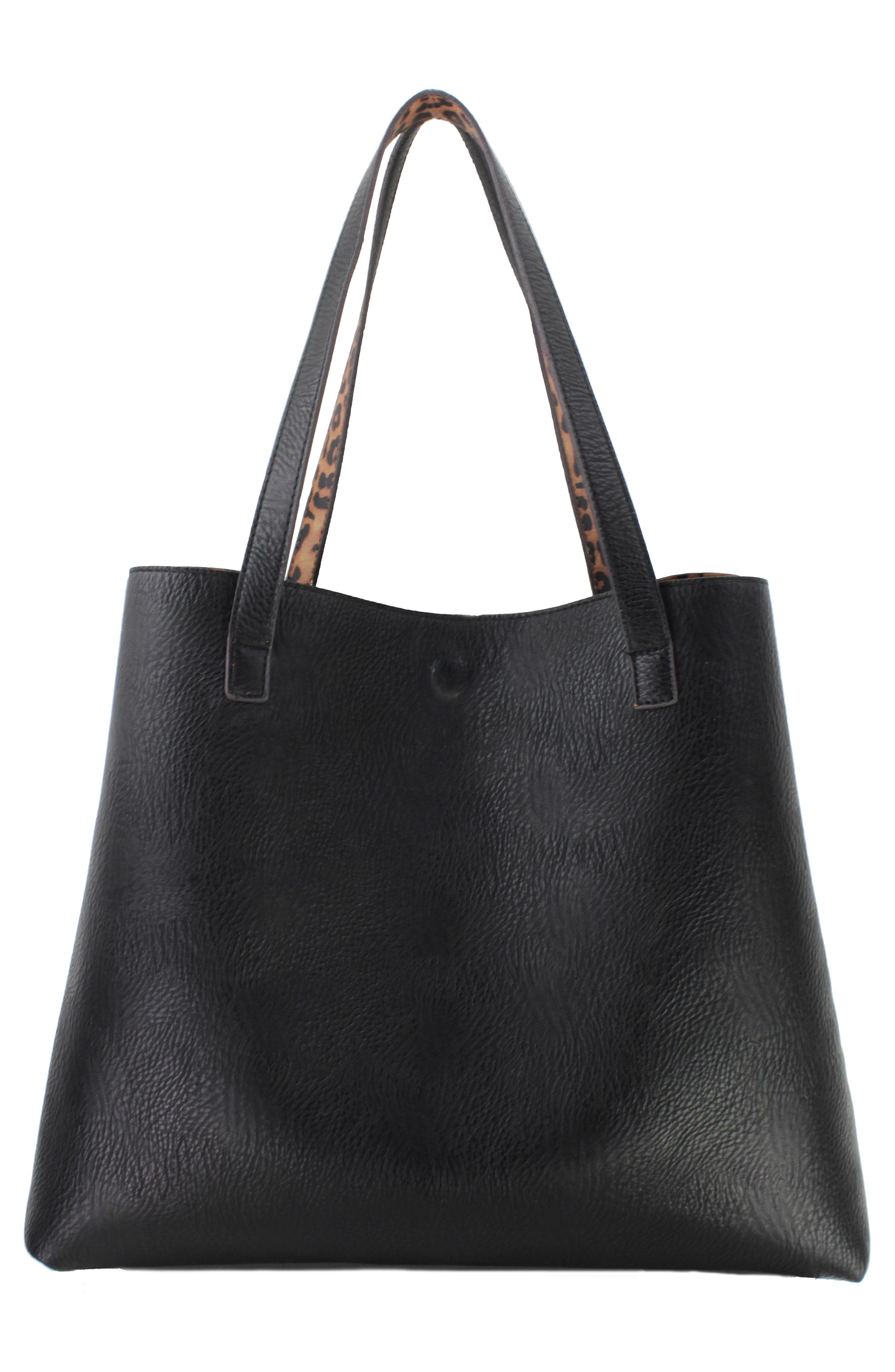 Reversible Faux Leather Tote, Alternate, color, LEOPARD/ BLACK