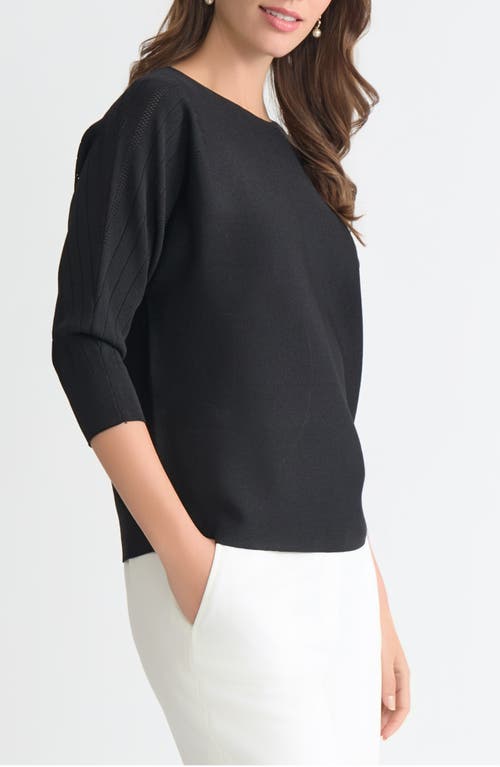 Kasper Boat Neck Dolman Sleeve Sweater In Black