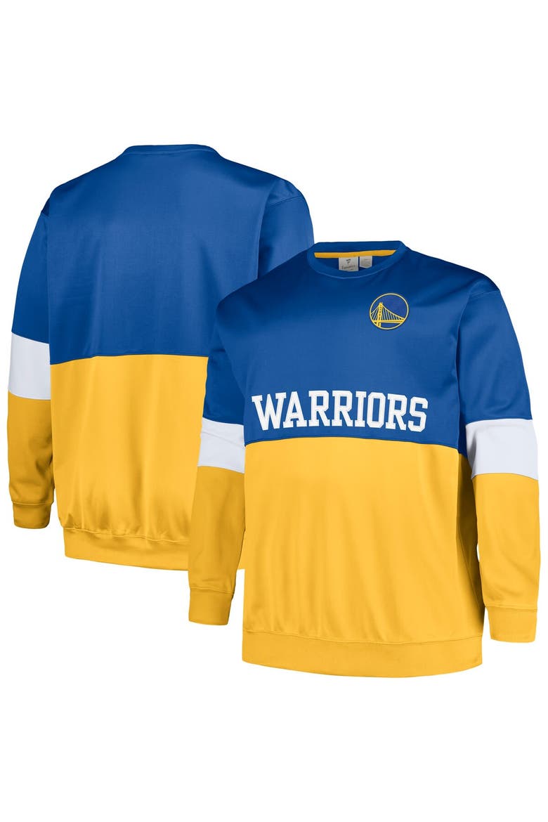 Men's Fanatics Branded Royal/Gold Golden State Warriors Big & Tall Split Pullover Sweatshirt, Alternate, color, Royal