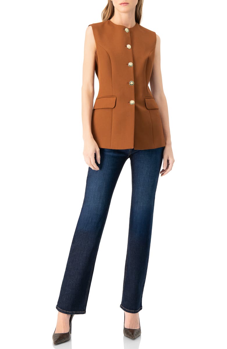 IVONNE Solid Vest with Pockets, Alternate, color, Brown