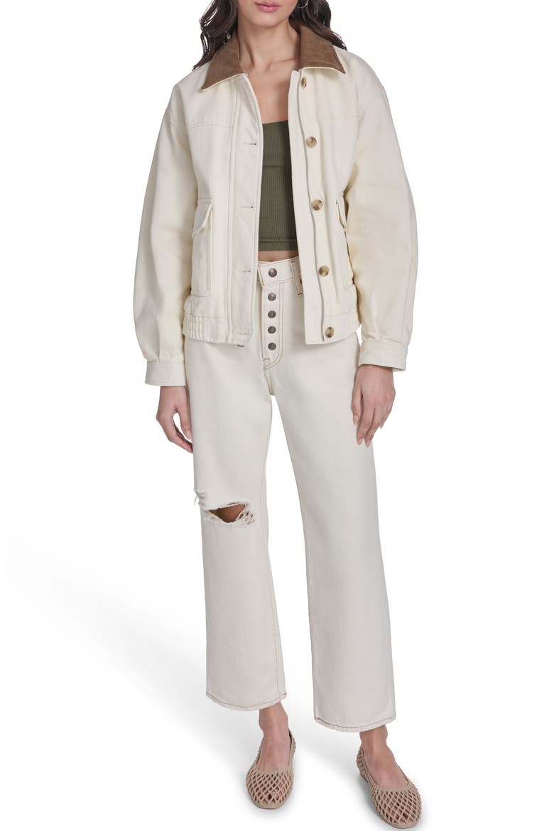 Laydown Denim Utility Jacket, Alternate, color, ECRU/ TAN CORDUROY