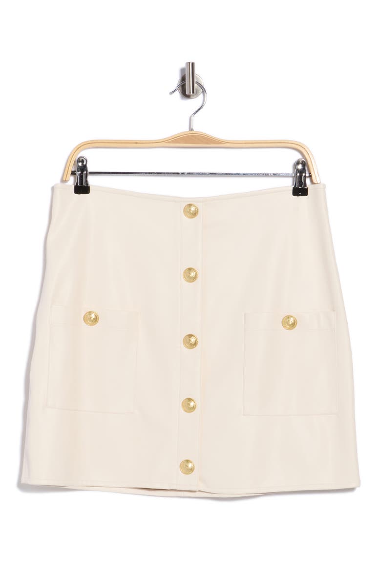 Truman Snap Faux Leather Miniskirt, Alternate, color, VINTAGE WHITE