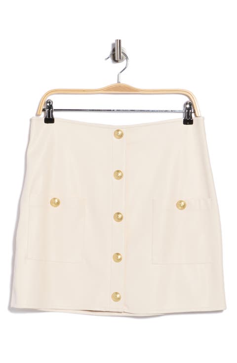 Truman Snap Faux Leather Miniskirt
