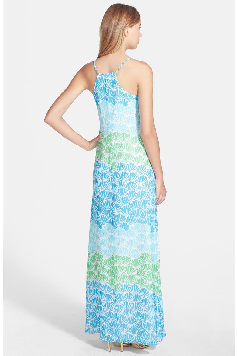 Metallic Dot Print Silk Maxi Dress, Alternate, color, MULTI SHELL SHACKED