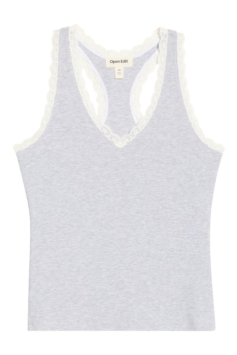 Daydream Rib Lace Trim Tank, Alternate, color, GREY HEATHER