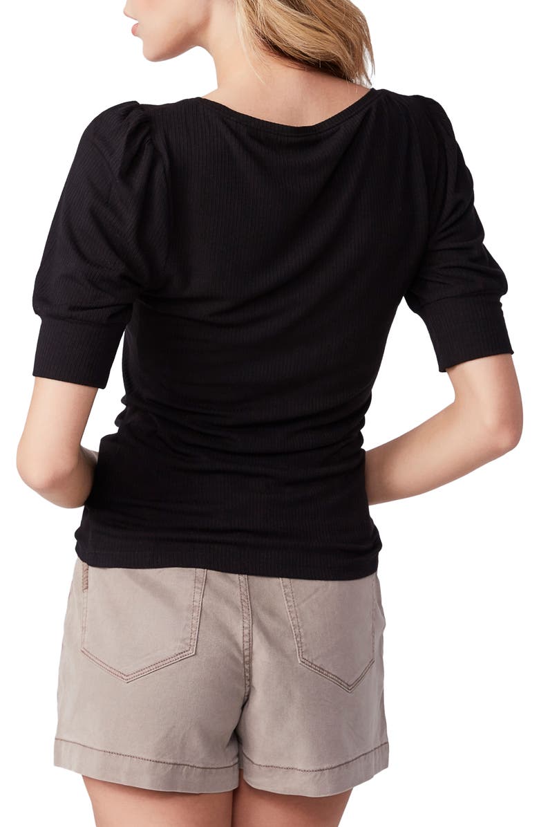 PAIGE Sakura Puff Sleeve Ribbed Top, Alternate, color, 