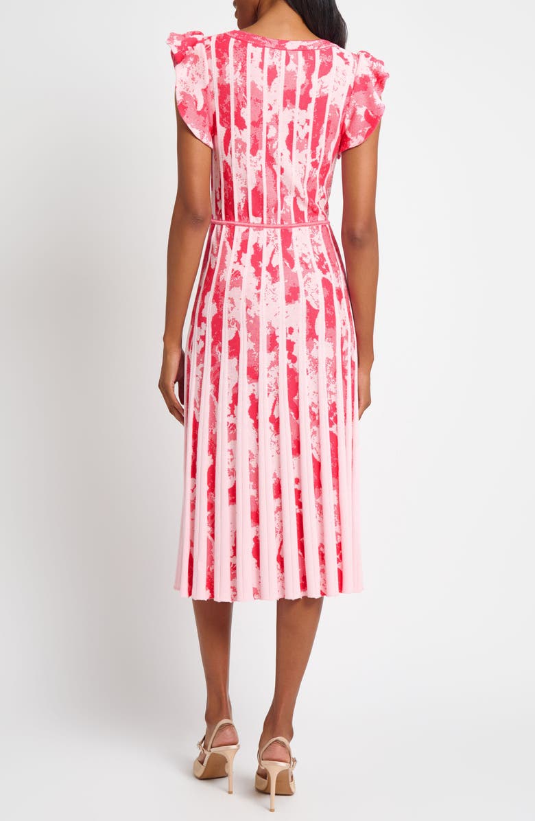 Ming Wang Fit & Flare Knit Midi Dress, Alternate, color, Vibrant Fuchsia/ Rosy Blush