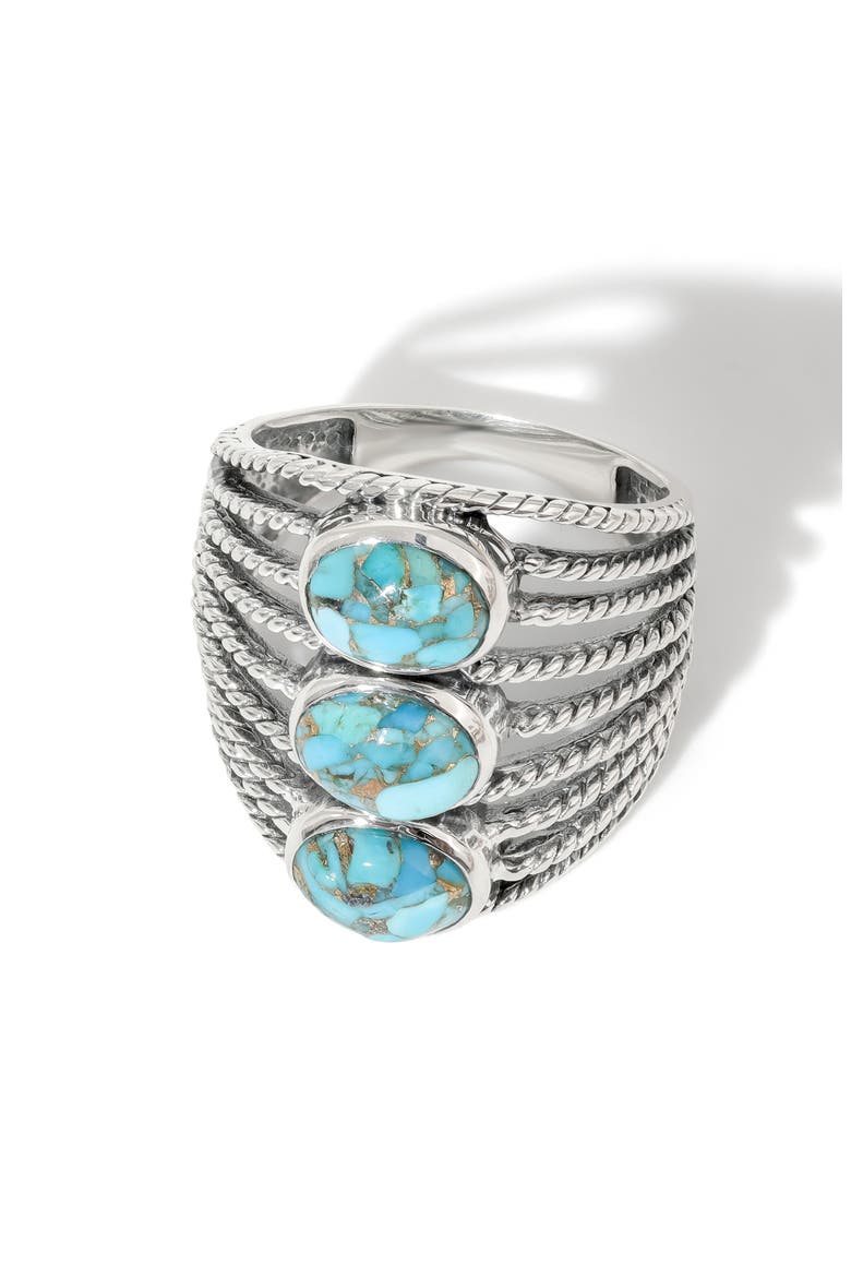 Stabilized Turquoise Multiband Ring, Alternate, color, BLUE