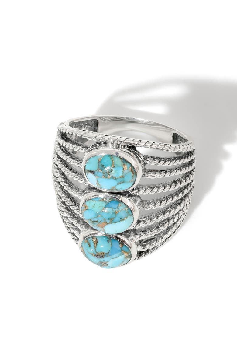 YS GEMS Stabilized Turquoise Multiband Ring, Alternate, color, Blue