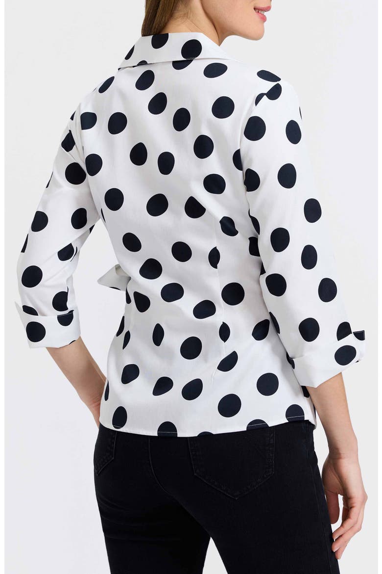 Salina Polka Dot Cotton Wrap Shirt, Alternate, color, WHITE/ BLACK