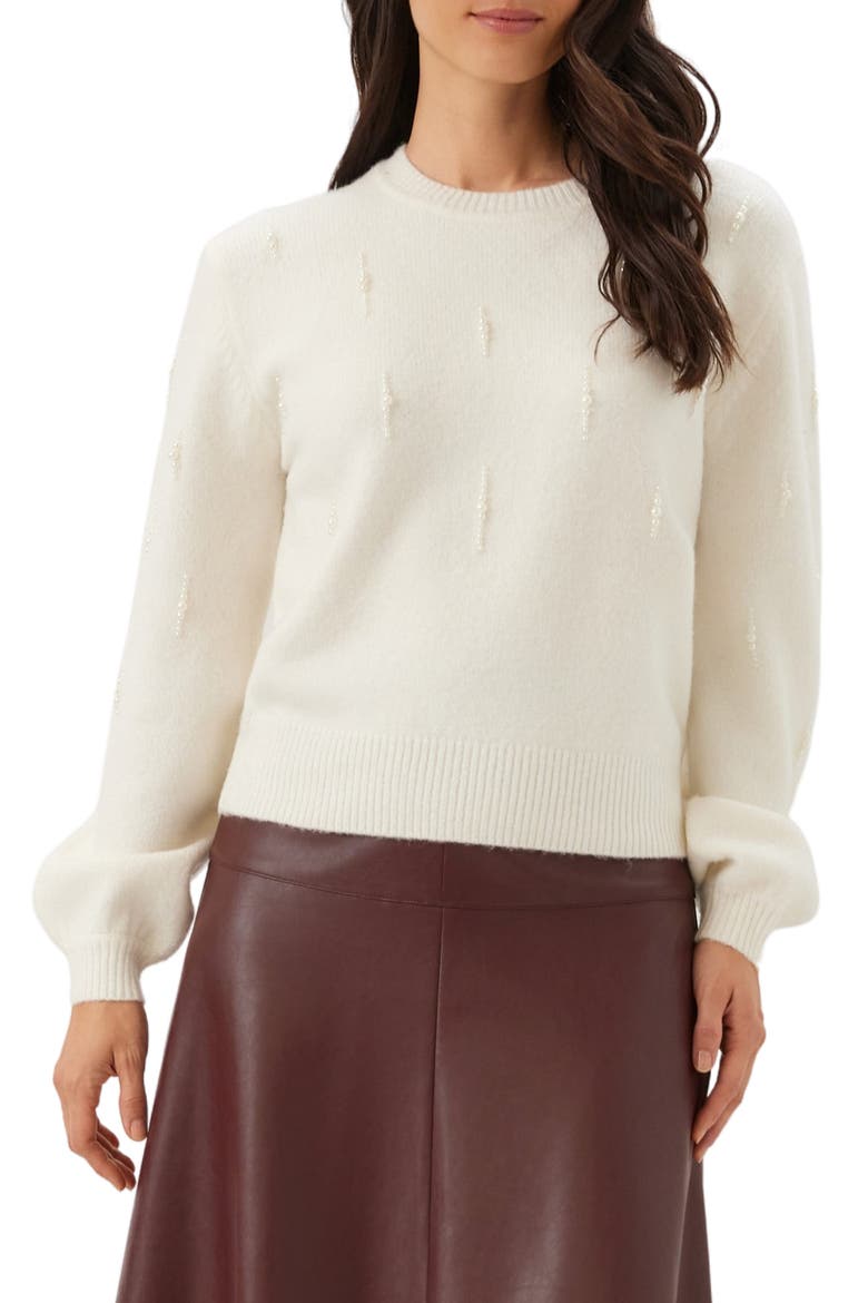 Bead Embellished Sweater, Main, color, CREAM