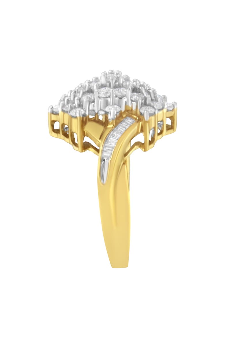 10K Yellow Gold 1 1/10 Cttw Diamond Cluster Ring, Alternate, color, Yellow Gold