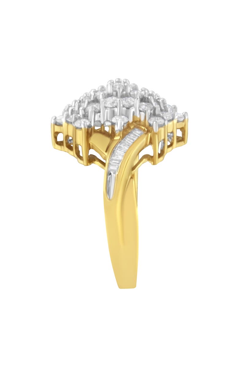 Haus of Brilliance 10K Yellow Gold 1 1/10 Cttw Diamond Cluster Ring, Alternate, color, Yellow Gold