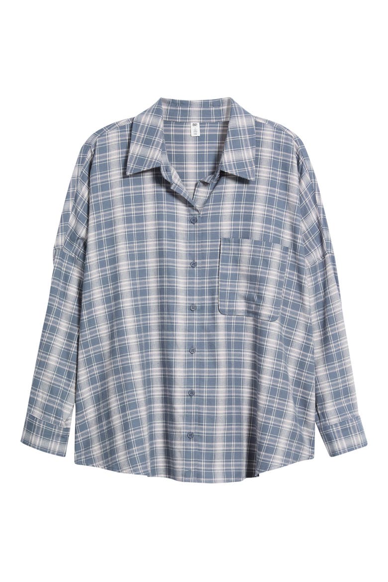 Plaid Long Sleeve Flannel Shirt, Alternate, color, BLUE PLAID