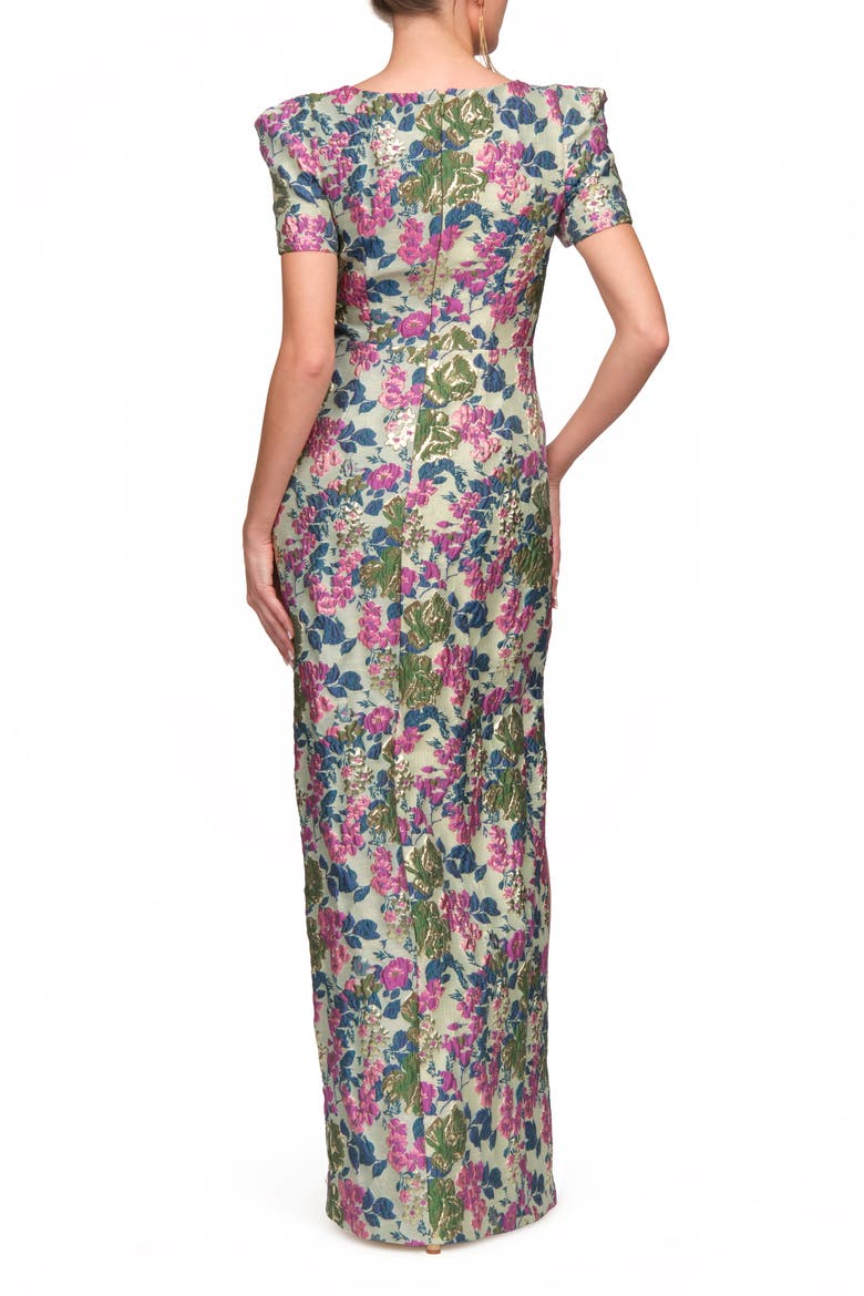 Sandy Puff Sleeve Column Gown, Alternate, color, PALE GOLD