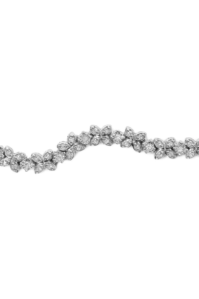 Silver 1/4 Cttw Diamond Marquise Shaped Link Adjustable Bolo Bracelet, Alternate, color, White