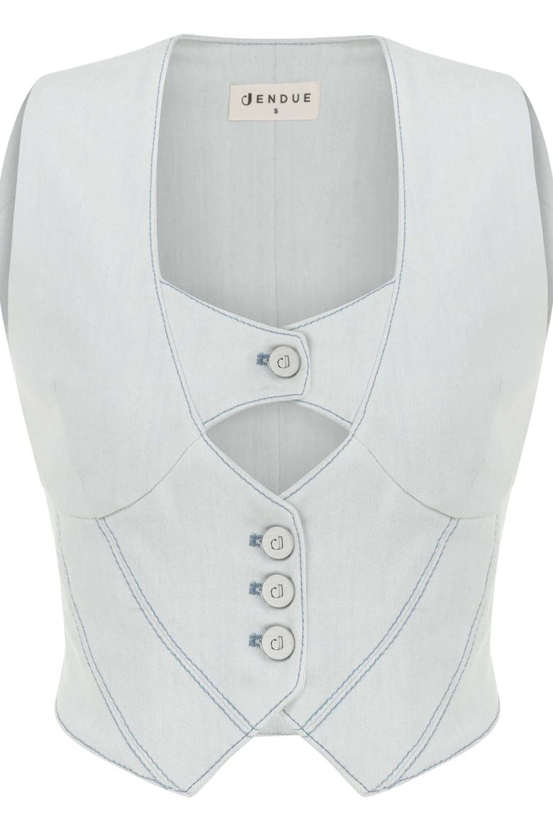 Myla Denim Top, Alternate, color, Ice Blue