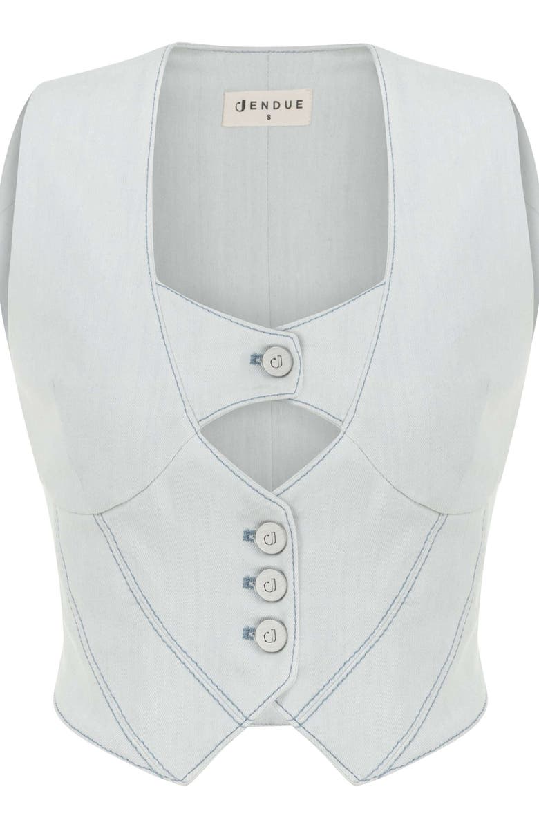 Jendue Myla Denim Top, Alternate, color, Ice Blue