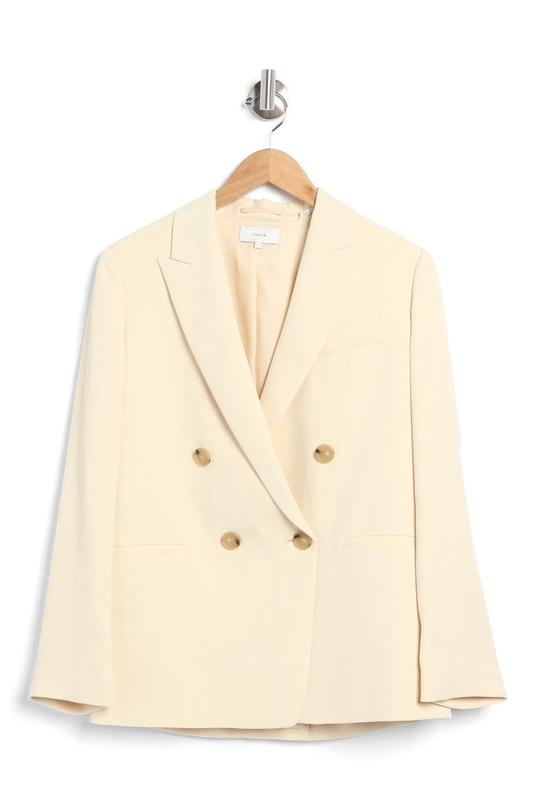 Double Breasted Crepe Blazer, Alternate, color, BIRCH