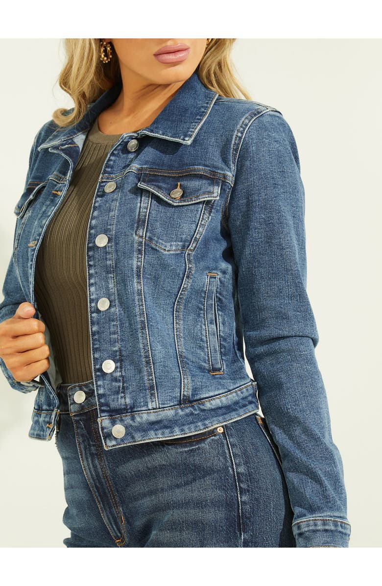 GUESS Sexy Denim Trucker Jacket, Alternate, color, Blue