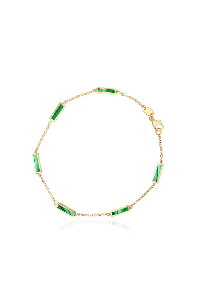 The Lovery Fine Jewelry Malachite Bar Chain Bracelet, Main, color, Green