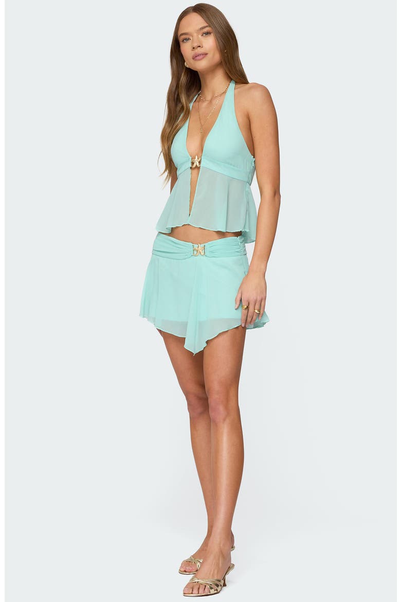 Sea Star Split Front Chiffon Top, Alternate, color, TURQUOISE