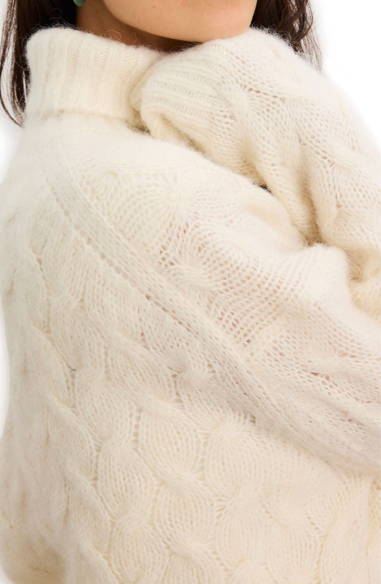 HATCH The Sophie Alpaca Cable Turtleneck, Alternate, color, Ivory