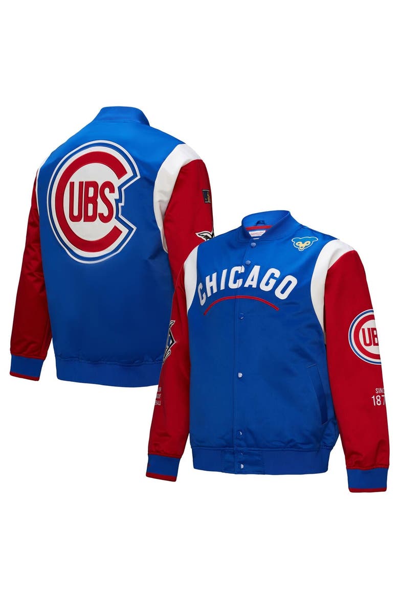 Men's Mitchell & Ness Royal/Red Chicago Cubs Cooperstown Collection Team Origins Satin Full-Snap Jacket, Main, color, Royal