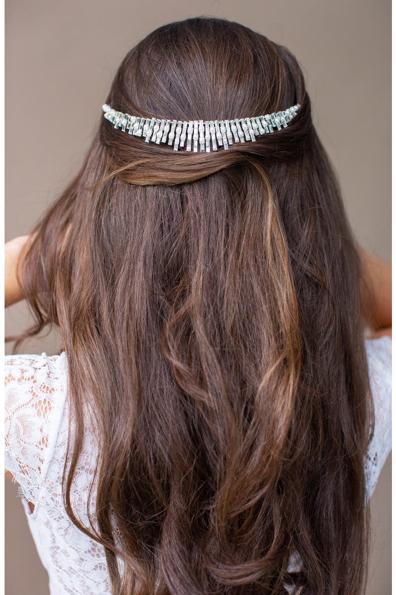 Indira Crystal & Faux Pearl Crown (Nordstrom Exclusive), Alternate, color, SILVER