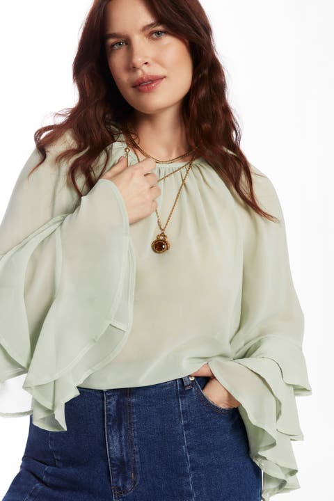 Ruffled Chiffon Blouse (Plus)